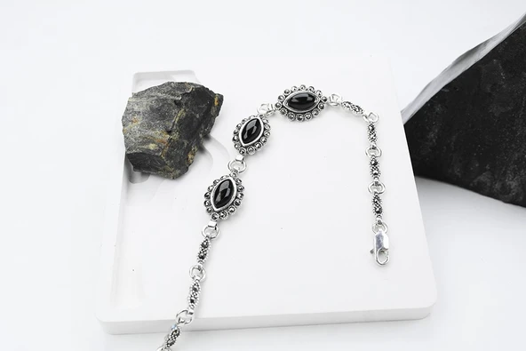 Anka 925 Ayar Oltu Taşlı Gümüş Bileklik ürün görseli