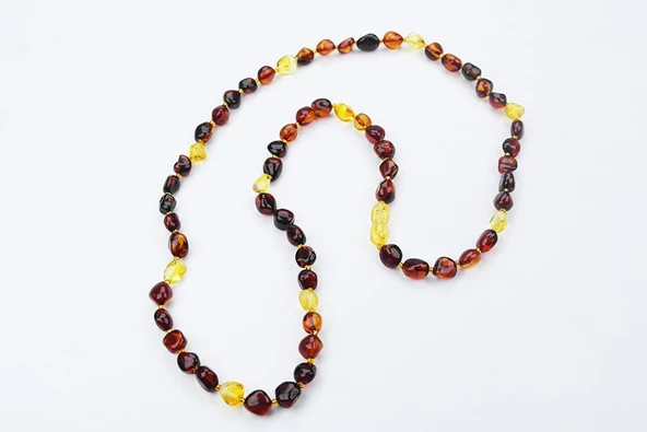 Kıvılcım Doğal Kesim Damla Kehribar Yetişkin Kolye - Resim 2