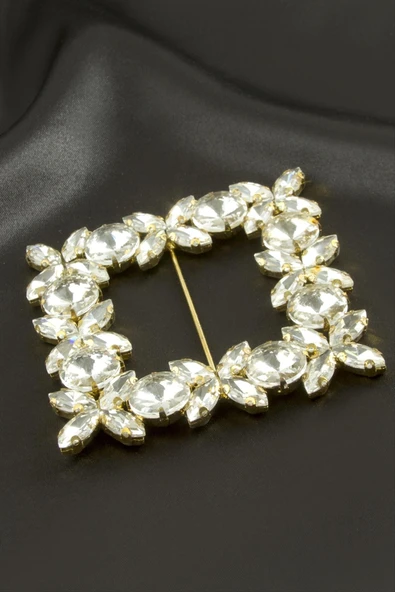 Çiçek Kare Taşlı Kemer Tokası - Resim 9