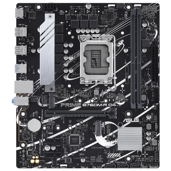 ASUS PRIME B760M-R D4 5333MHz OC DDR4 Soket 1700 M.2 HDMI mATX Anakart - Resim 3