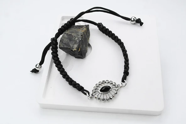 GÖZDE OLTU TAŞI GÜMÜŞ ÇERÇEVE  AYARLANABİLİR  BİLEKLİK ürün görseli