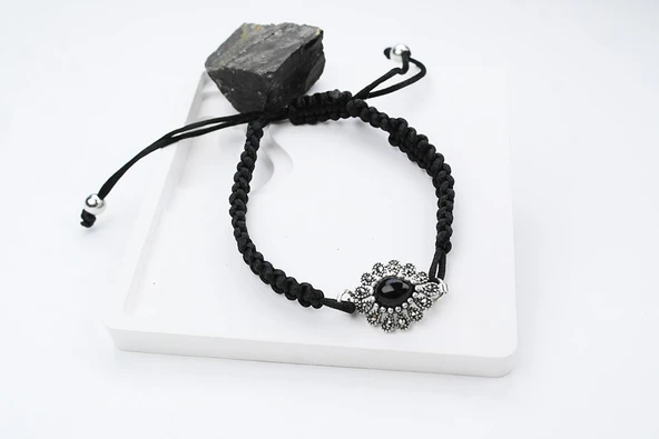 DUYGU  OLTU TAŞI GÜMÜŞ ÇERÇEVE  AYARLANABİLİR  BİLEKLİK ürün görseli