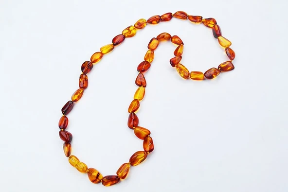 Saray Zarafeti Doğal Kesim Damla Kehribar Yetişkin Kolye - Resim 2