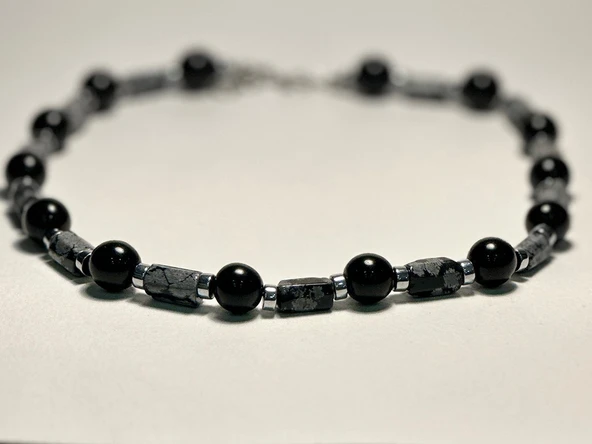 KARIŞIK SİYAH TAŞLI KOLYE - Resim 2