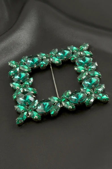 Çiçek Kare Taşlı Kemer Tokası - Resim 2