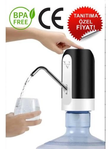 Vayomy Şarjlı Otomatik Damacana Su Pompası 1200 Mah Bataryalı Siyah - 6