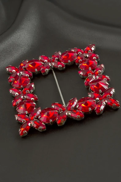 Çiçek Kare Taşlı Kemer Tokası - Resim 4