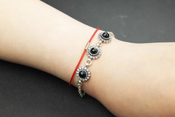 Sedef 925 Ayar Oltu Taşlı Gümüş Bileklik - Resim 2