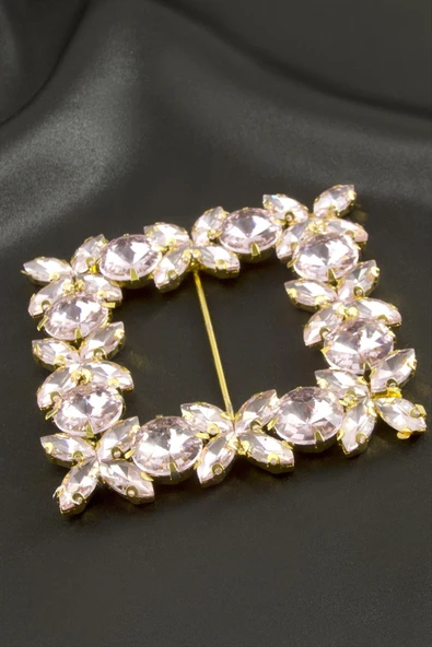 Çiçek Kare Taşlı Kemer Tokası - Resim 5