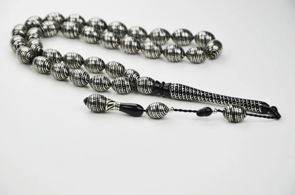 Nokta-i Süveyda Gümüş İşleme Badem Kesim Oltu Taşı Tespih ürün görseli