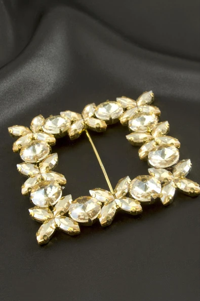 Çiçek Kare Taşlı Kemer Tokası - Resim 8