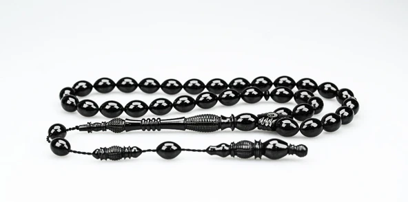 Oltu Taşı Özel Seri İmame Fıçı  Oyma  İşçilikli Tespih ürün görseli