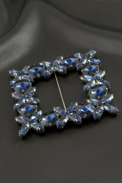 Çiçek Kare Taşlı Kemer Tokası - Resim 3