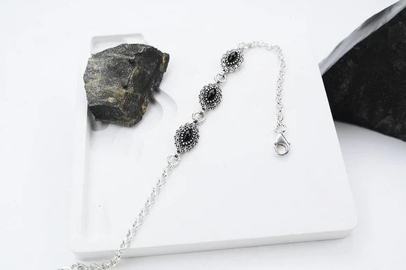 Duru  925 Ayar Oltu Taşlı Gümüş Bileklik ürün görseli