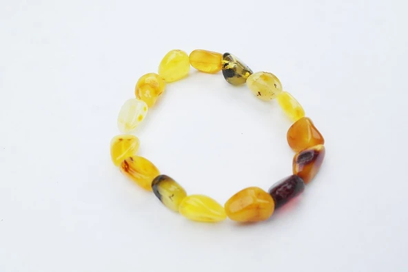 Fosilli Doğal Kesim Damla Kehribar Yetişkin Bileklik ürün görseli