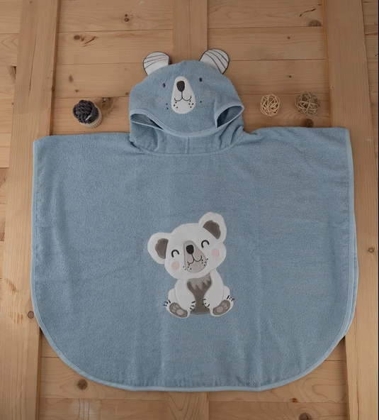 Sevimli Koala Desenli Kapüşonlu Bebek & Çocuk Panço Havlu Baveno ürün görseli