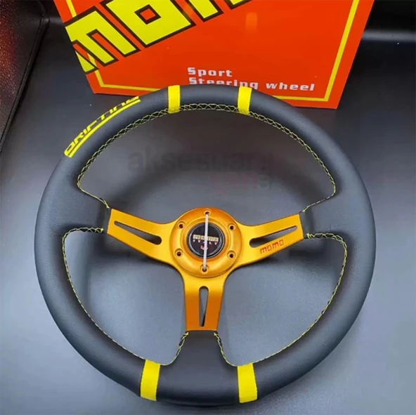 Renault Broadway Sabit Göbek-35cm Sarı Drifting Momo Spor Direksiyon - 2