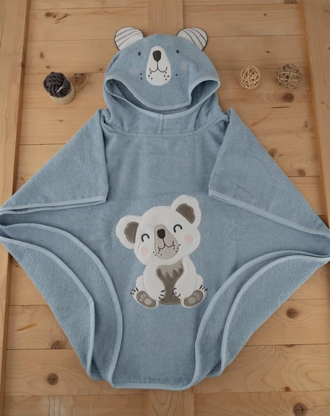 Sevimli Koala Desenli Kapüşonlu Bebek & Çocuk Panço Havlu Baveno - Resim 3