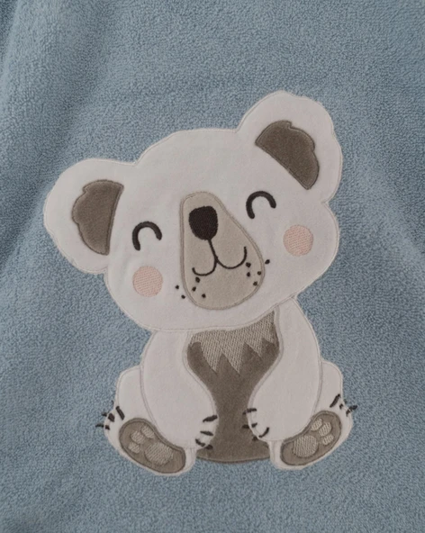 Sevimli Koala Desenli Kapüşonlu Bebek & Çocuk Panço Havlu Baveno - Resim 4