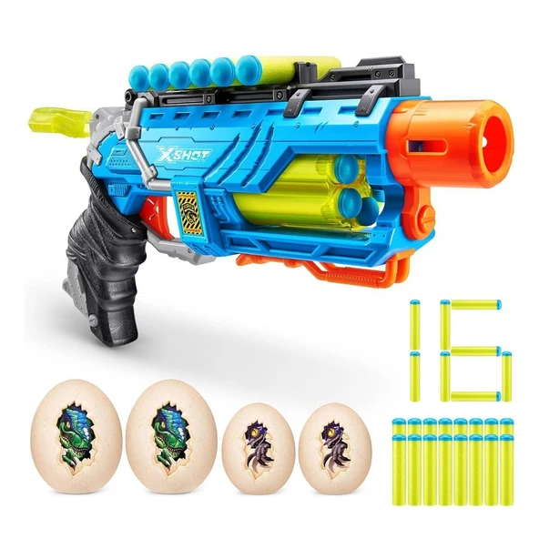 4860 X Shot Sünger Atan Dino Attack Striker Silah -Sunman - Resim 4