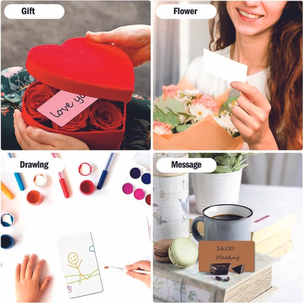 Boş Kelime Kartları 5x8 cm - 50 Adet Oval Kenarlı | Tabu & Not Kartları - Kraft - Resim 4