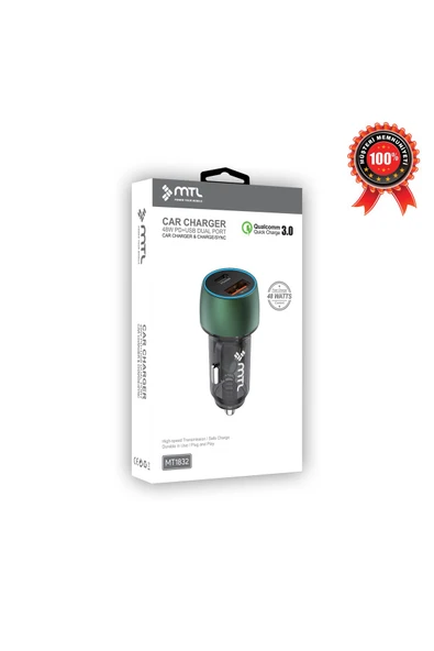 MTL 48W (PD) QC3.0 Hızlı Şarj Destekli Çift Portlu (Type-C ve USB) Araç Şarj Cihazı MT-A1832 - 3