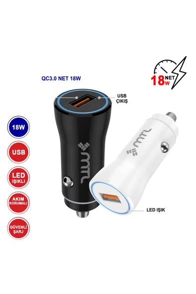 MTL 18W QC3.0 Hızlı Şarj Destekli Akım Korumalı USB Araç Şarj Cihazı MT-A1812 - 2