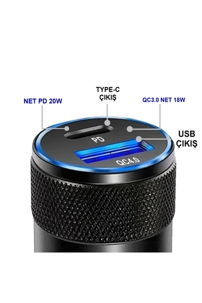 MTL 38W PD+USB Çift Portlu - Qualcomm QC 4.0 Desteği Araç Şarj Cihazı MT-A1833 - 3