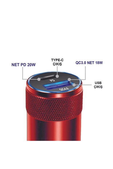MTL 38W PD+USB Çift Portlu Qualcomm QC 4.0 Hızlı Araç Şarj Cihazı MT-A1835 - 3