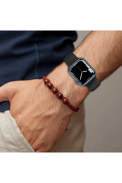 MTL Apple Watch Uyumlu 1/2/3/4/5/6/SE/7/8/9Seri 42/44/45/49MM Klipsli Kordon Kayış Silikon MT36 - 2
