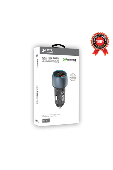 MTL 48W (PD) QC3.0 Hızlı Şarj Destekli Çift Portlu (Type-C ve USB) Araç Şarj Cihazı MT-A1832 - 3