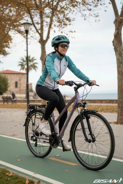 Bisan 8200 CİTY ŞEHİR BİSİKLETİ 45 CM V 700C 21 VİTES MAT MOR BEYAZ MOR ürün görseli 1