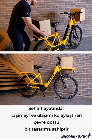 Felicity Elektrikli Bisiklet 50 Cm Disk Fren 27,5 Jant Shimano Tourney 7 Vites 55 Km Menzil Cat Sarı - 3
