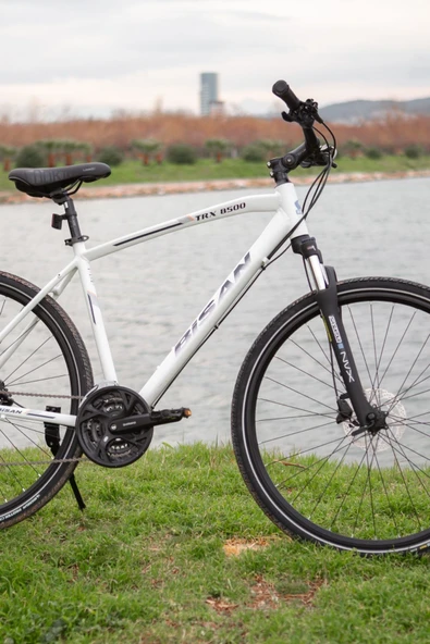 BİSAN 8500 TREKKİNG BİSİKLETİ 46 CM HİDROLİK DİSK 28 JANT 27 VİTES MAT BEYAZ LACİVERT - 4