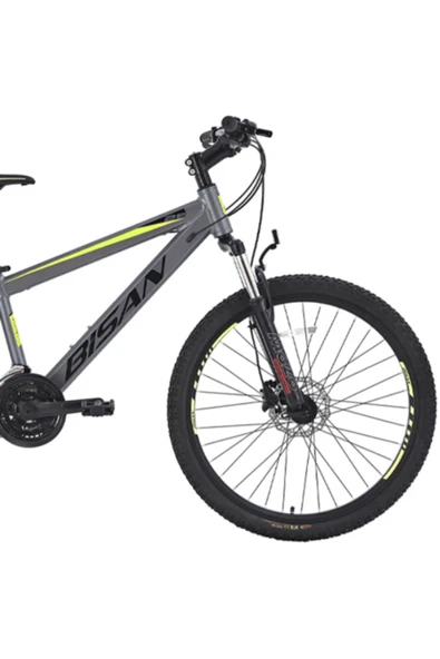 Bisan BİSAN COOPER DAĞ BİSİKLETİ 37 CM HD 27.5 JANT 21 VİTES AÇIK GRİ SİYAH SARI - Resim 2