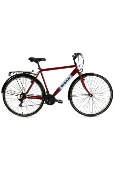 Bisan BİSAN HARDY ŞEHİR BİSİKLETİ 46 CM V 28 JANT 21 VİTES BORDO SİYAH-BEYAZ ürün görseli 1