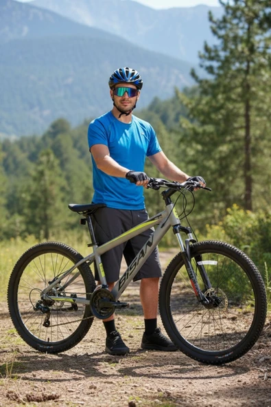 Bisan Cooper Dağ Bisikleti 27.5 Jant 21 Vites 37 Cm Alüminyum Kadro Mekanik Disk Fren Açık Gri Sarı Unisex - Resim 2