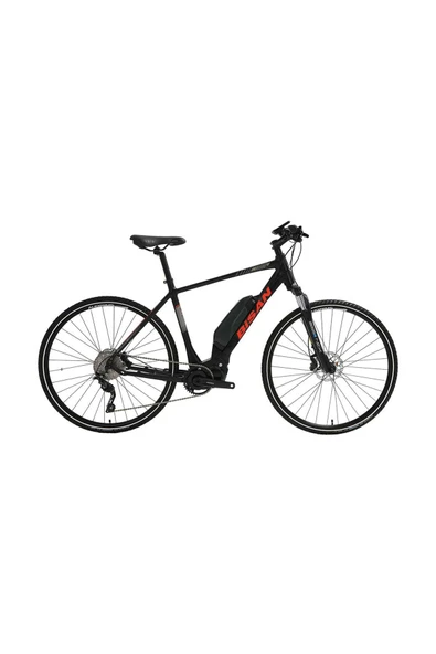 BİSAN E-TREKKİNG ELEKTRİKLİ BİSİKLET 50 CM DİSK FREN 700C JANT 10 VİTES MAT SİYAH KIRMIZI - 1