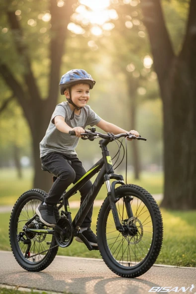 Bisan COOPER 20 JANT ÇOCUK BİSİKLETİ 28 CM MEKANİK DİSK 21 VİTES MAT SİYAH SARI (5-8 YAŞ) - Resim 2