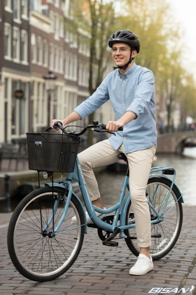 Bisan SORRENTO-S ŞEHİR BİSİKLETİ 36 CM V 24 JANT 7 VİTES SHIMANO TOURNEY BEBEK MAVİSİ ürün görseli 1