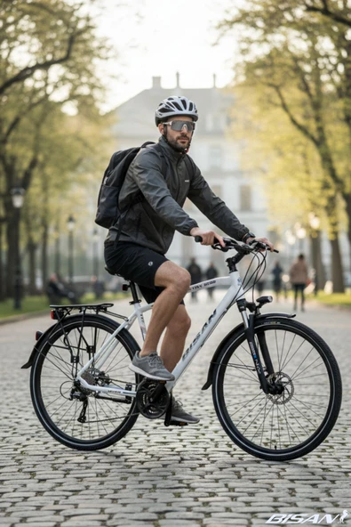 Bisan BİSAN 8500 CİTY ŞEHİR BİSİKLETİ 54 CM HİDROLİK DİSK 28 JANT 27 VİTES MAT BEYAZ LACİVERT ürün görseli 1