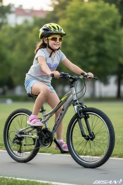 Bisan BİSAN BUFFALO ÇOCUK BİSİKLETİ 28 CM V 20 JANT 18 VİTES AÇIK GRİ SİYAH SARI ürün görseli 1