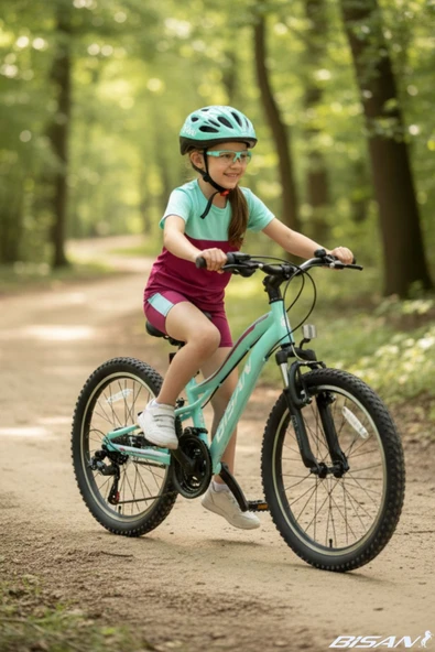 Bisan Gazelle Çocuk Bisikleti 28 Cm V 20 Jant 18 Vites Turkuaz Koyu Pembe - Resim 2