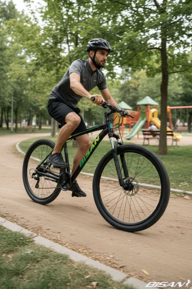 Bisan MTX 7200 Dağ Bisikleti 29 Jant 48 cm Alüminyum Kadro Mekanik Disk Fren 24 Vites Mat Siyah-Yeşil - Resim 3