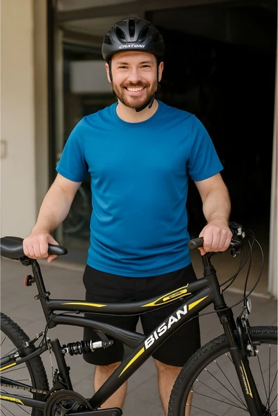 Bisan Mts 4300 V Fren 21 Vites 24 Jant Dağ Bisikleti Çift Amortisörlü Siyah Sarı 40 Kadro - Resim 5