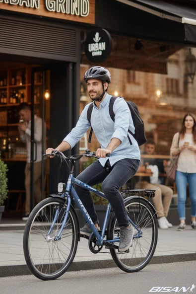 Bisan Hero Şehir Bisikleti 36 Cm V 24 Jant 3 Vites Metalik Mavi Mavi ürün görseli 1