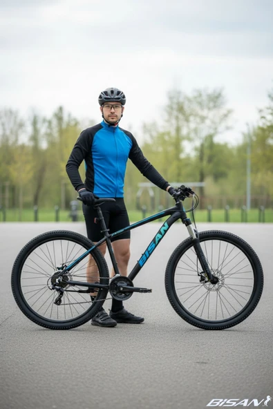 Bisan MTX 7200 Dağ Bisikleti 27,5 Jant Alüminyum 43 Kadro MD 24 Vites Mat Siyah-Mavi - Resim 4