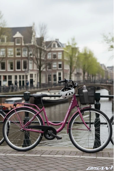 Bisan SORRENTO ŞEHİR BİSİKLETİ 36 CM V 24 JANT SHIMANO NEXUS 3 VİTES KONTRA FREN MOR BEYAZ - Resim 4