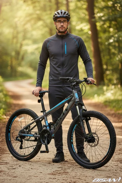 Bisan COOPER DAĞ BİSİKLETİ 37 CM KADRO HİDROLİK DİSK FREN 27.5 JANT 21 VİTES FÜME SİYAH MAVİ - Resim 4