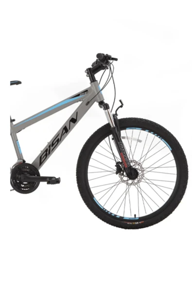 Bisan BİSAN COOPER DAĞ BİSİKLETİ 37 CM HD 27.5 JANT 21 VİTES AÇIK GRİ SİYAH MAVİ - Resim 2